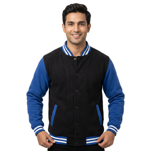 Chaqueta Varsity Bicolor para Hombre con Mangas de Cuero Personalizadas y Cuerpo Color Borgoña, Chaqueta de Béisbol Estilo Universitario Personalizada - Product Image 1
