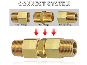 3/8 NPT Мужские Твердые латунные шестигранные соски, равный латунный адаптер для трубы - Product Image 3
