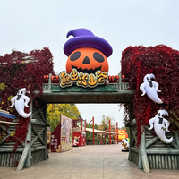 Ensemble de citrouilles gonflables géantes personnalisées pour Halloween avec chapeau de sorcière et fantôme en tissu PVC imperméable pour la décoration de fête en plein air