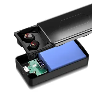 Earphone kapasitas besar Y8 kualitas tinggi baru dengan Headset Bluetooth Earphone Tws Led Power Bank