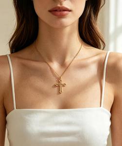 Collier Croix Gothique, Bijoux Chrétiens, Pendentif Croix en Acier Inoxydable, Collier Plaqué Or, Collar De <span class=keywords><strong>Moda</strong></span> - Product Image 4