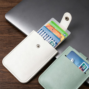 Layered concealed pull-out <b>card</b> <b>holder</b> with multiple <b>card</b> slots, PU leather, snap closure, pull-out business <b>card</b> <b>holder</b>, <b>card</b> - Product Image 1