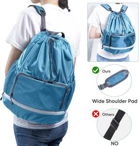 Sac à dos à cordon de serrage pour la natation, la plage, la salle de sport, imperméable, avec compartiment à chaussures pour enfants, hommes, entraînement, en polyester durable - Product Image 4