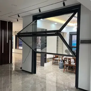 Porta de acordeão exterior personalizada bi-dobra para pátio deslizante de vidro porta dupla dobrável de alumínio para exterior barato de fábrica na China