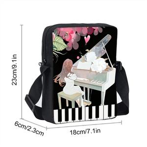 Sac messager/bandoulière en polyester imprimé notes de piano colorées, simple face, pour garçons/filles, meilleur cadeau, dessin animé 3D, décontracté - Product Image 2