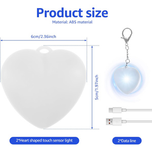 OEM Custom USB <b>C</b> Rechargeable 24 White LEDs 80mAh Purse Lights Heart Shape Touch Switch Keychain LED Handbag Light - Product Image 2