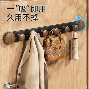 Excellent Suction Cup Door Hook Walnut Wood Grain Adjustable Wall Mounted Coat Hanger For Bathroom And Entryway - Product Image 3