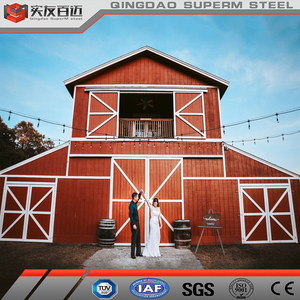 Estructura de acero prefabricada Venue Farm Barndominium Red Wedding Barndo Kits Rustic Country Pole Barn para la <span class=keywords><strong>venta</strong></span> con diseño - Product Image 4