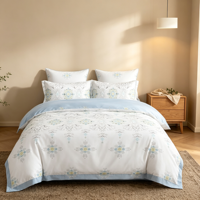 Parure de lit brodée en microfibre, ensemble de literie en microfibre, taies d'oreiller, couvre-lit, draps de luxe