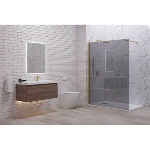 Doccia Walk-in Kamalu KW-100GF 90 cm Rettangolare con Vetro Fumé 8mm Profilo Oro Spazzolato Fissa Aperta Impermeabile per Bagno - Product Image 5