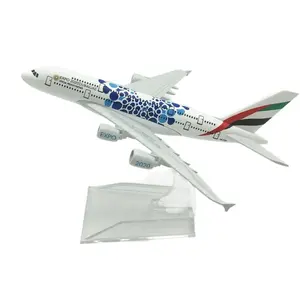 Maßstab 1:400 16 cm Legierungsmaterial Airbus Modell A380 EXPO Emirates Airline Druckguss Flugzeug Spielzeug