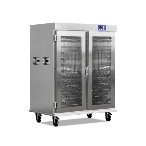 2025 New Glass Double Door Mobile Heating Cabinet Commercial Insulated Fast Food Warmer Banquet Cart Food Warmer