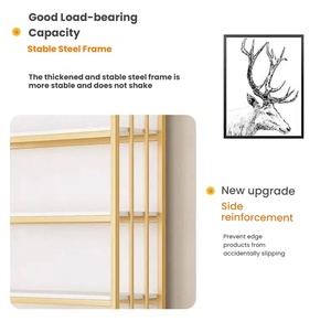 Versión mejorada moderna 60cm de <span class=keywords><strong>ancho</strong></span> Estante de metal de madera blanco dorado de un solo lado Resistente Independiente Muy estable 220cm de alto - Product Image 5