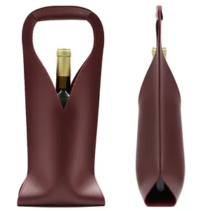 تصميم فاخر زجاجة واحدة أصفر صندوق هدايا النبيذ قابل للطي حقيبة نبيذ جلدية من البولي يوريثان
