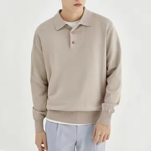 <span class=keywords><strong>Polo</strong></span> de rugby de manga larga personalizado color sólido ajustado de punto elástico alto estilo casual <span class=keywords><strong>Polo</strong></span> <span class=keywords><strong>cuello</strong></span> de punto camiseta botones <span class=keywords><strong>polo</strong></span> - Product Image 1