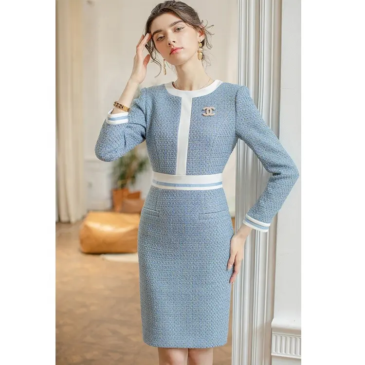 New Style Elegant Dinner Tweed Anzug Kleider 2022 Custom ized Women Formal Outfit Modest Dress