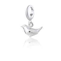 Breloque Moineau Argenté S925 en Argent Sterling Fini à la Main, Petit Pendentif Oiseau, Cadeau pour Amateurs d'Oiseaux, Bijoux DIY à Clipser pour Bracelets et Colliers