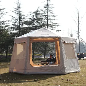 GINLOE 글램핑 돔 텐트 카키 럭셔리 겨울 따뜻한 텐트 투 룸