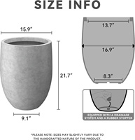 Pot Tanaman Beton Tinggi 217 inci, Pot Peluru Besar, Abu-abu Muda, Ringan, dari Semen, dengan Lubang Drainase, Tahan Cuaca dan UV
