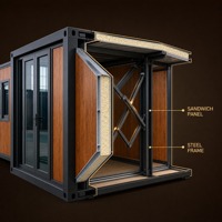 Villa de luxe en conteneur extensible de 20 pieds, maison préfabriquée pliable, structure en acier, panneaux en bois, maison mobile pour station balnéaire dans le désert