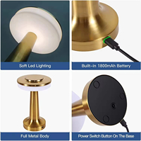Lampe de table de bar contemporaine à capteur tactile LED rechargeable sans fil, éclairage nocturne simple et écologique pour restaurant, café, chambre