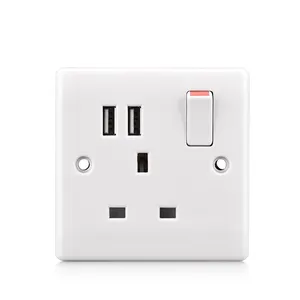 Toma de corriente eléctrica de 220v, toma de corriente de pared con 2 puertos USB