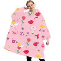 Couverture géante à capuche imprimée personnalisée en usine, taille unique, pour regarder la télévision, cadeaux de la Saint-Valentin