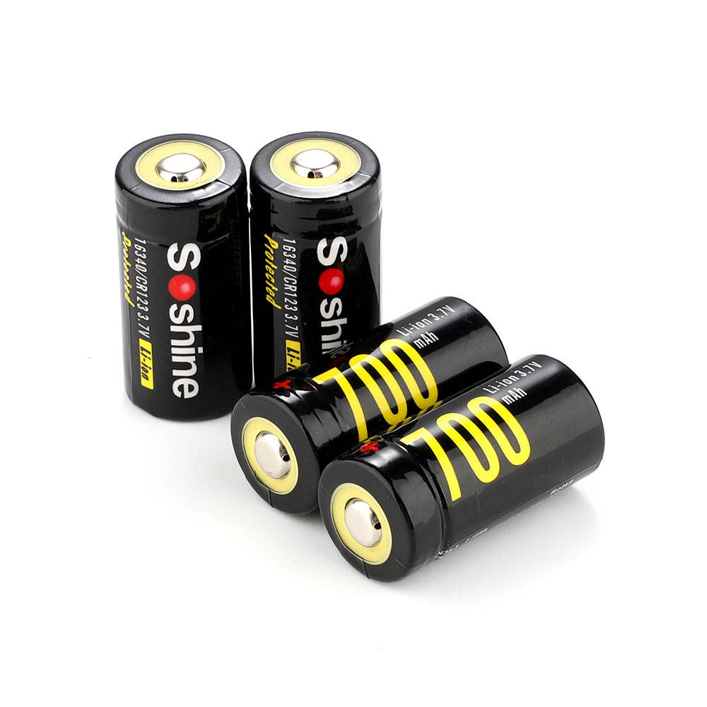 Li-ion CR123A 16340 Batteries - 700mah, 3.7V, Protected