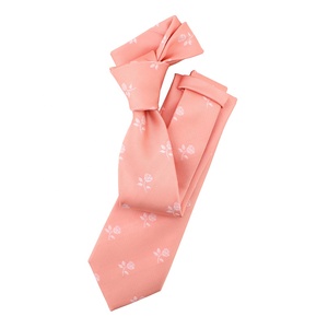 Cravate en microfibre de polyester tissée gros-grain, romantique, personnalisée, à motif floral <span class=keywords><strong>rose</strong></span> poudré et blanc, couleur <span class=keywords><strong>vieux</strong></span> <span class=keywords><strong>rose</strong></span>, pour rendez-vous galant - Product Image 2