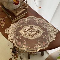 Napperon de Table personnalisé en dentelle blanche et Beige, napperon rond en tissu, tasse, ustensiles de cuisine, dessous de verre, serviette, napperon de cuisine