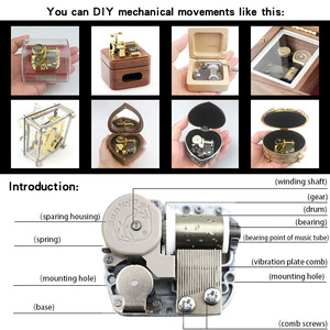Mecanismo de Caja Musical Sankyo de 18 Notas, Metálico Plateado, con Parada Automática, Mecánico de Cuerda, Tamaño Estándar con Tornillos y Llave - Product Image 3