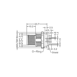 M12 nam phía trước khóa kết nối chèn <span class=keywords><strong>8</strong></span> <span class=keywords><strong>pin</strong></span> IP67 IP68 kim loại chủ đề x Mã phích cắm - Product Image 2