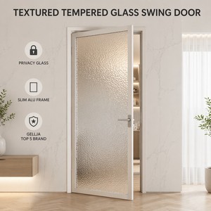 GELLJA - Puertas de Ducha Modernas de Aleación de Aluminio para Villas, Vidrio Templado, Marco Extremadamente Delgado, <span class=keywords><strong>Puerta</strong></span> Interior Abatible, Puertas Impermeables - Product Image 1