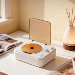 Lecteur CD portable transparent avec haut-parleur intégré, système audio rétro à chargement par le haut - Product Image 3