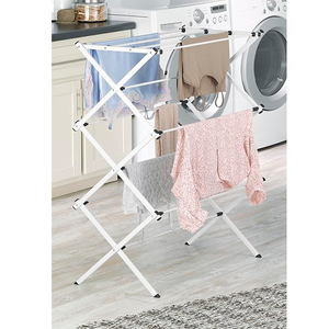 Porte-vêtements pliable et extensible sur pied en métal à trois niveaux pour serviettes et vêtements, personnalisable, vente en gros - Product Image 2