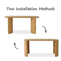 Table console incurvée en chêne naturel de 60'' (2 méthodes d'installation)