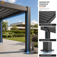Pergola de luxe en aluminium à lames orientables, toit réglable manuellement, gazebo de jardin écologique 3x6m, vue panoramique coucher de soleil extérieur