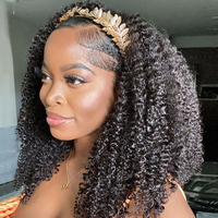 Perruques Courtes Bob avec Bandeau, Perruque Brésilienne en Cheveux Humains avec Bandeau pour Femmes, Perruques Bob Droites Entièrement Fabriquées à la Machine en Cheveux Humains