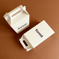 Cajas de Cartón Blancas con Asa y Acabado Mate, Personalizables con Logotipo, para Panadería, Comida para Llevar, Recuerdos de Fiesta y Empaque de Regalos