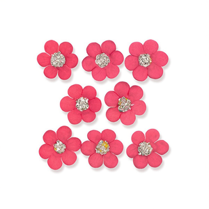 Applicazione floreale ILAN da 2,5 cm, fiore rosa con centro in strass per lavori artigianali - Product Image 2