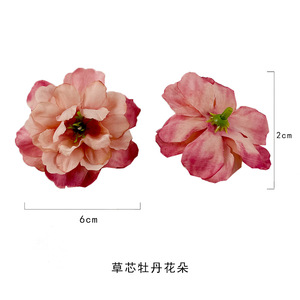 Tête de fleur de pivoine artificielle de 6 cm de diamètre, fausse fleur à base de fibre naturelle pour décorations de mariage et épingles à cheveux - Product Image 4