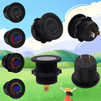 Voltmeter Digital LED Bulat 12V 24V DC, Monitor Baterai Mobil Tahan Air, Pengukur Tegangan Volt Panel untuk Kapal Laut RV