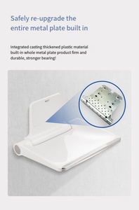 Folding Wall-mounted Modern <b>Plastic</b> Eco-Friendly Shower <b>Stool</b> for Elderly Bathroom Kitchen Dining Living Room & Hotel Use - Product Image 3