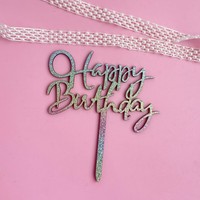 Alles Gute zum Geburtstag Cake Topper Glitter Paper Cake Dekorieren liefert Glitter Paper Wooden Cake Topper