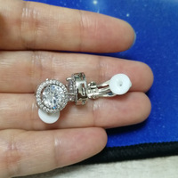 Usine vente chaude argent or métal couleur placage laiton et Bling Zircon Hip Hop 12mm largeur ronde oreille Clip boucles d'oreilles