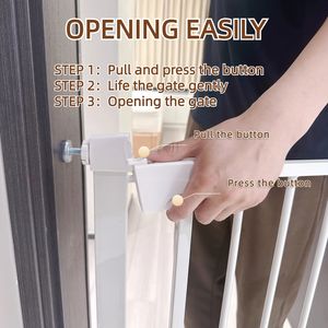 Cierre de botón para puerta de perro interior/exterior extra ancho, vallas de hierro de acero plegables para mascotas, escaleras de pie, patrón de animales para perros - Product Image 2