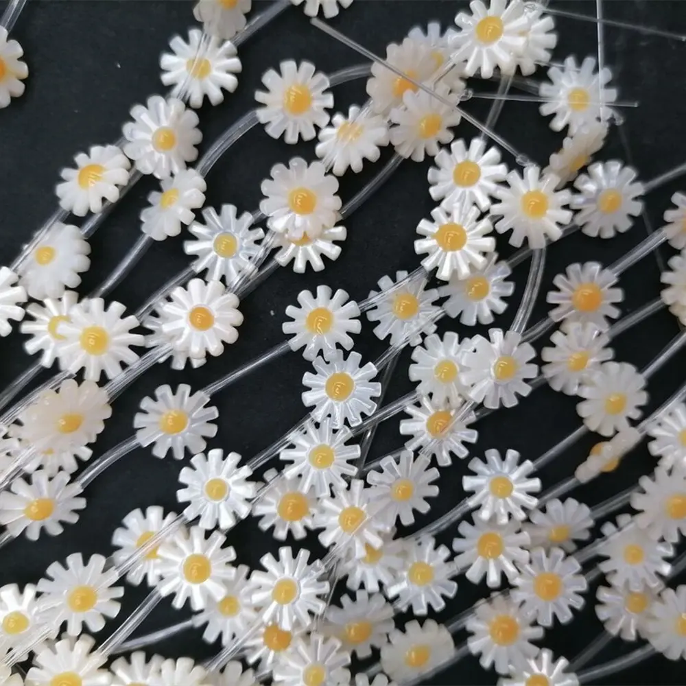10 мм 12 мм натуральный цветок ромашка Браслеты с подвесками из перламутровых раковин бусины для изготовления ювелирных украшений