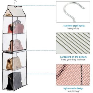 New Trend 4 <b>Shelf</b> Hanging Storage Bag for Handbag Hanging Mesh Bag Closet Organizer Dust Cover Bag Organizer - Product Image 6