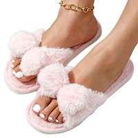 Vente en gros de pantoufles en fourrure de haute qualité pour femmes, pantoufles en peluche mignonnes pour femmes, pantoufles en fourrure chaudes pour l'hiver