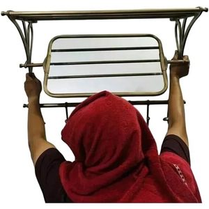 ALFA NAUTICAL Vintage Finish Bathroom Wall Mount Coat Rack <b>Mirror</b> Rectangle Aluminum Clothing Organizer <b>Foldable</b> Adjustable - Product Image 4